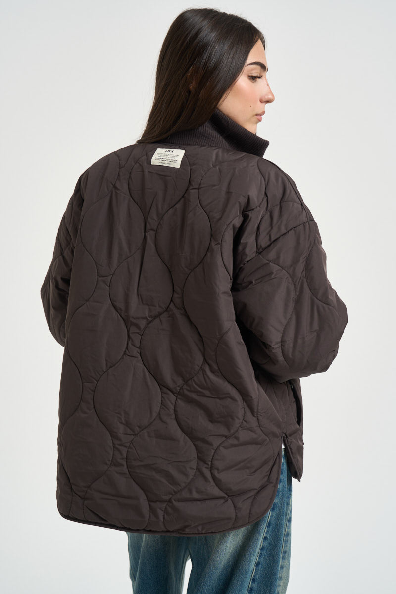 Giacca donna trapuntata marrone scuro 12278851 BRACKEN JJXX 