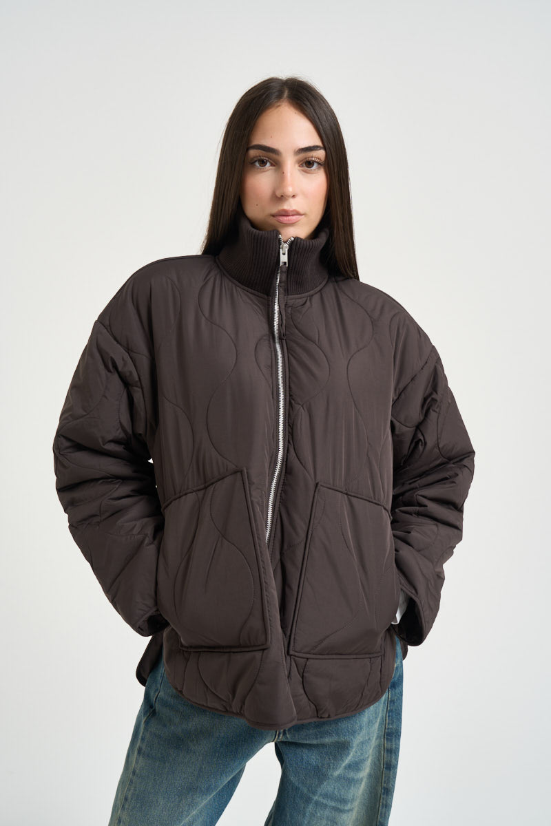 Giacca donna trapuntata marrone scuro 12278851 BRACKEN JJXX 