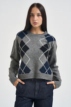 Maglia donna a rombi grigia nera e blu 12281930 DARK GREY JJXX 