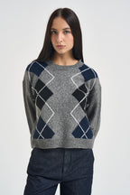 Maglia donna a rombi grigia nera e blu 12281930 DARK GREY JJXX 