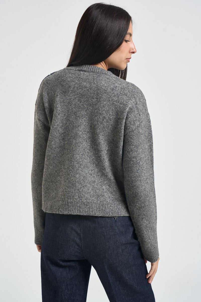Maglia donna a rombi grigia nera e blu 12281930 DARK GREY JJXX 