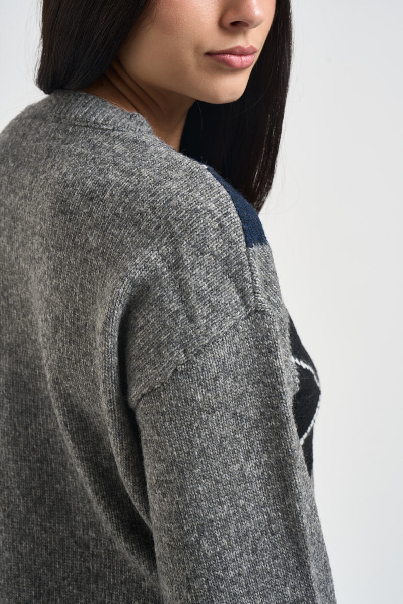 Maglia donna a rombi grigia nera e blu 12281930 DARK GREY JJXX 