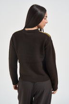 Maglia donna a rombi marrone e verde oliva 12281930 DEMITASSE JJXX 