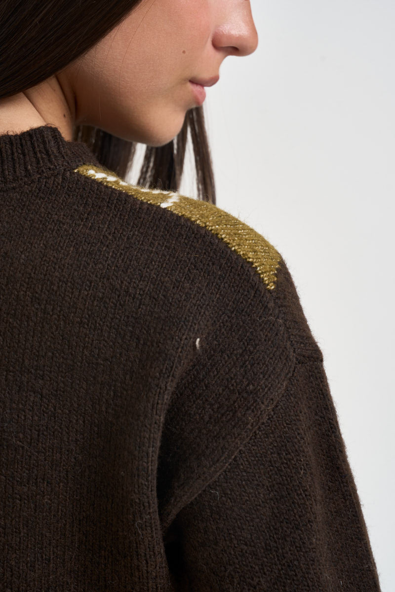 Maglia donna a rombi marrone e verde oliva 12281930 DEMITASSE JJXX 