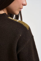Maglia donna a rombi marrone e verde oliva 12281930 DEMITASSE JJXX 