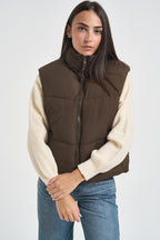 Piumino donna smanicato marrone scuro 12298772 DEMITASSE JJXX 