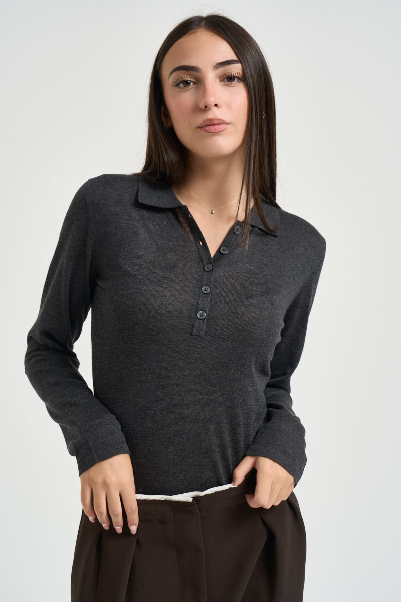 Maglia donna polo grigio antracite 12298896 DARK GREY JJXX 