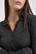 Maglia donna polo grigio antracite 12298896 DARK GREY JJXX 