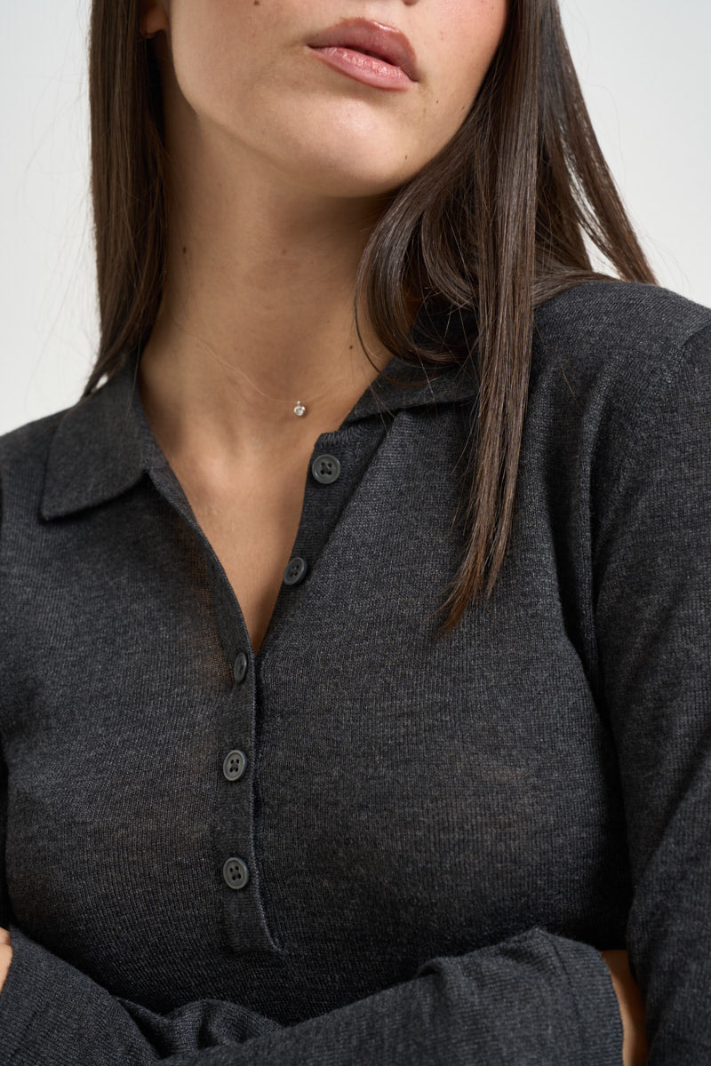 Maglia donna polo grigio antracite 12298896 DARK GREY JJXX 