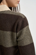 Maglia donna polo a righe marrone 12298904 SEAL BROWN JJXX 