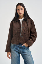 Giacca donna in suede marrone 12299899 DEMITASSE JJXX 