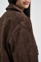Giacca donna in suede marrone 12299899 DEMITASSE JJXX 