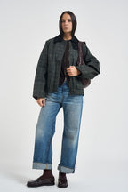Giacca donna con motivo a quadri verde petrolio 12301326 DARK GREEN JJXX 