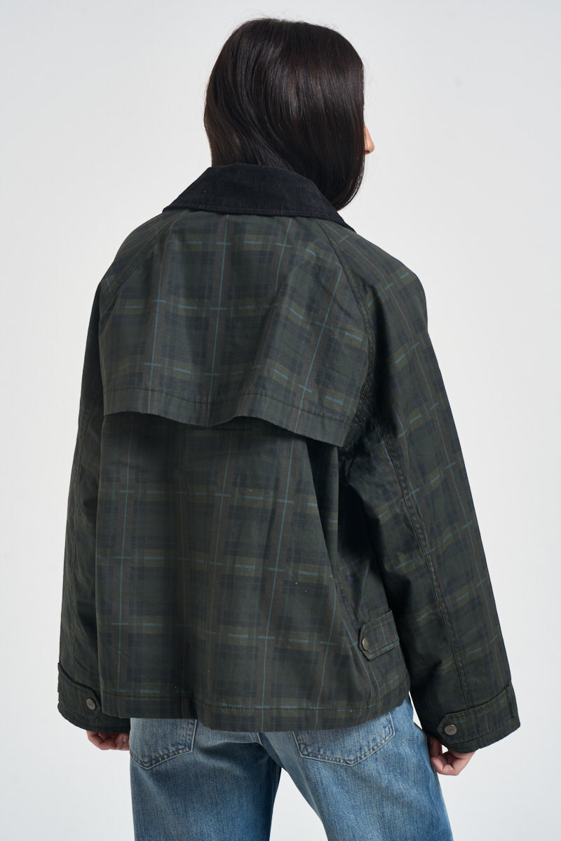Giacca donna con motivo a quadri verde petrolio 12301326 DARK GREEN JJXX 