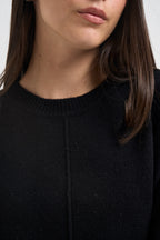 Maglia donna con cucitura a rilievo nera SI1KT040 0001 KAOS 