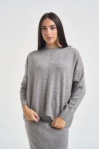 Maglia donna con cucitura a rilievo grigio chiaro SI1KT040 0M07 KAOS 