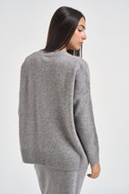 Maglia donna con cucitura a rilievo grigio chiaro SI1KT040 0M07 KAOS 