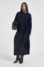Maglia donna a girocollo blu notte SI1KT040 3015 KAOS 