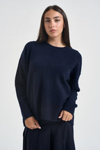 Maglia donna a girocollo blu notte SI1KT040 3015 KAOS 