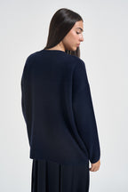 Maglia donna a girocollo blu notte SI1KT040 3015 KAOS 