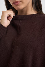 Maglia donna a girocollo marrone scuro SI1KT040 6028 KAOS 