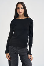 Maglia donna con scollo a barca nera SI1NT043 0001 KAOS 
