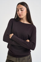 Maglia donna con scollo a barca marrone scuro SI1NT043 6028 KAOS 