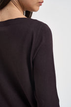 Maglia donna con scollo a barca marrone scuro SI1NT043 6028 KAOS 