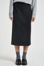 Gonna donna midi con spacco nera SI5CO014 0001 KAOS 