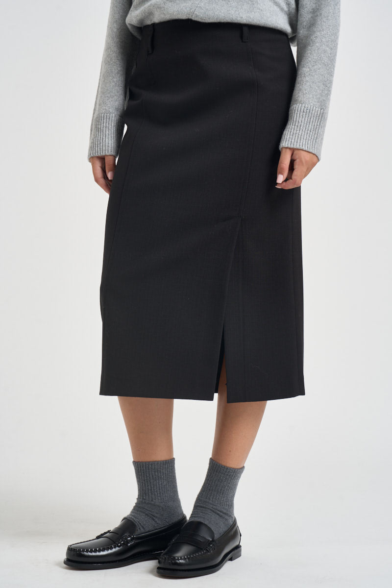 Gonna donna midi con spacco nera SI5CO014 0001 KAOS 