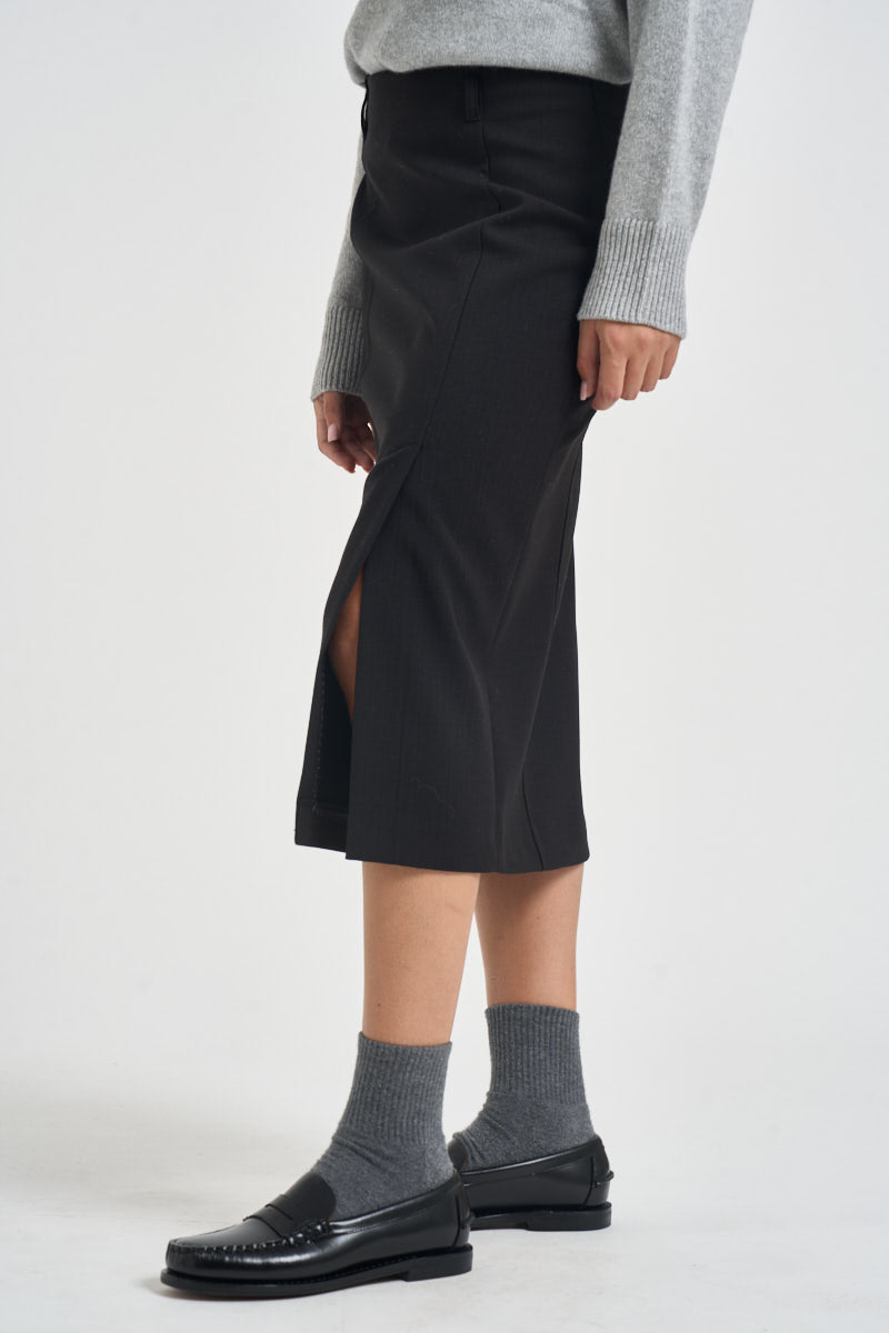 Gonna donna midi con spacco nera SI5CO014 0001 KAOS 