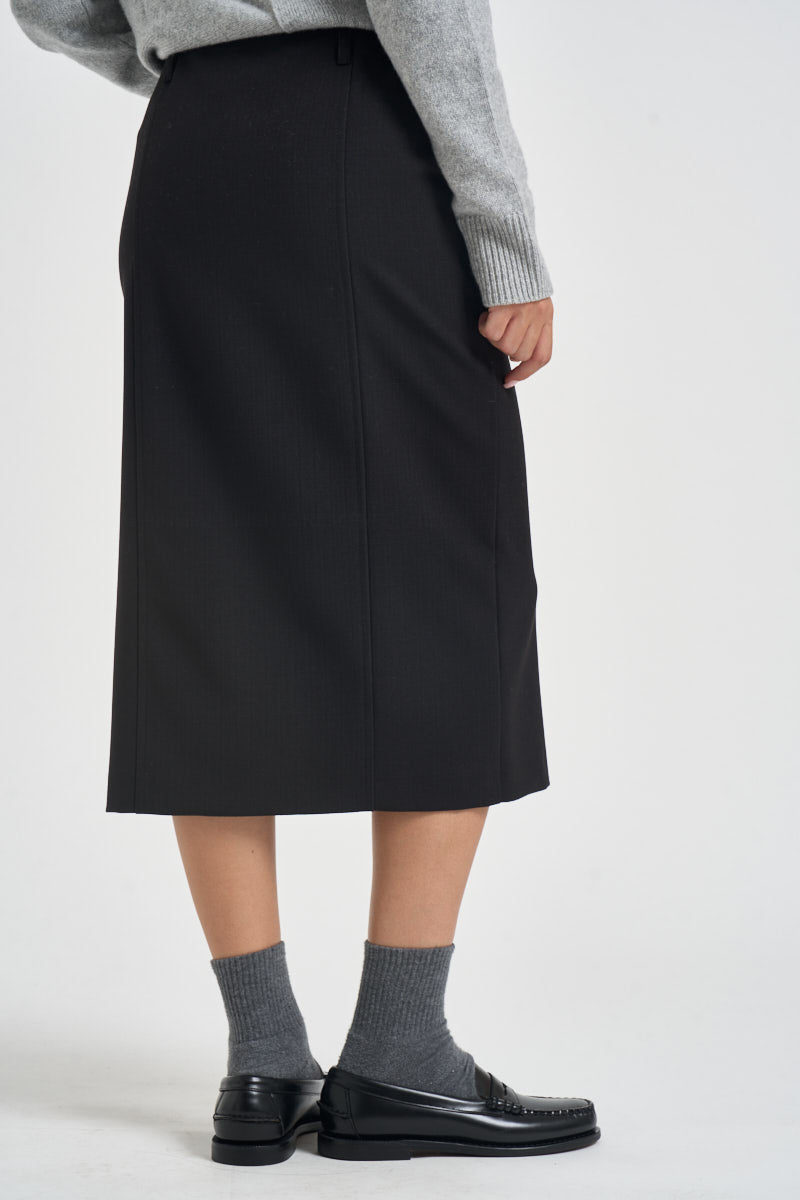 Gonna donna midi con spacco nera SI5CO014 0001 KAOS 