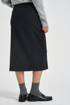 Gonna donna midi con spacco nera SI5CO014 0001 KAOS 