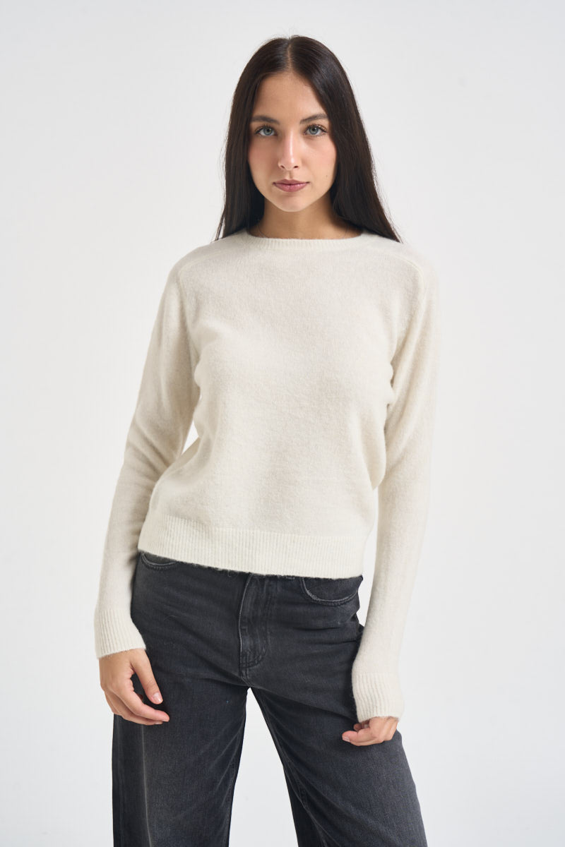 Maglia donna girocollo panna SI5NT038 1004 KAOS 