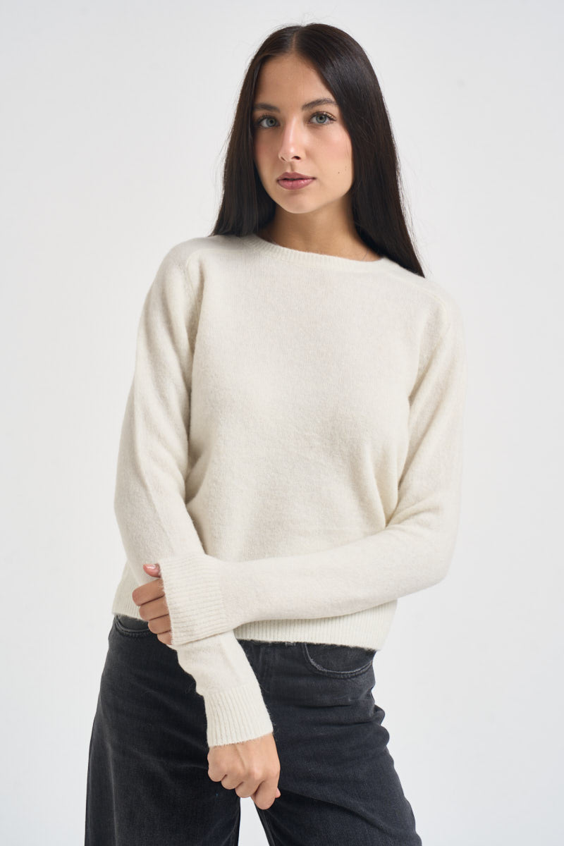 Maglia donna girocollo panna SI5NT038 1004 KAOS 