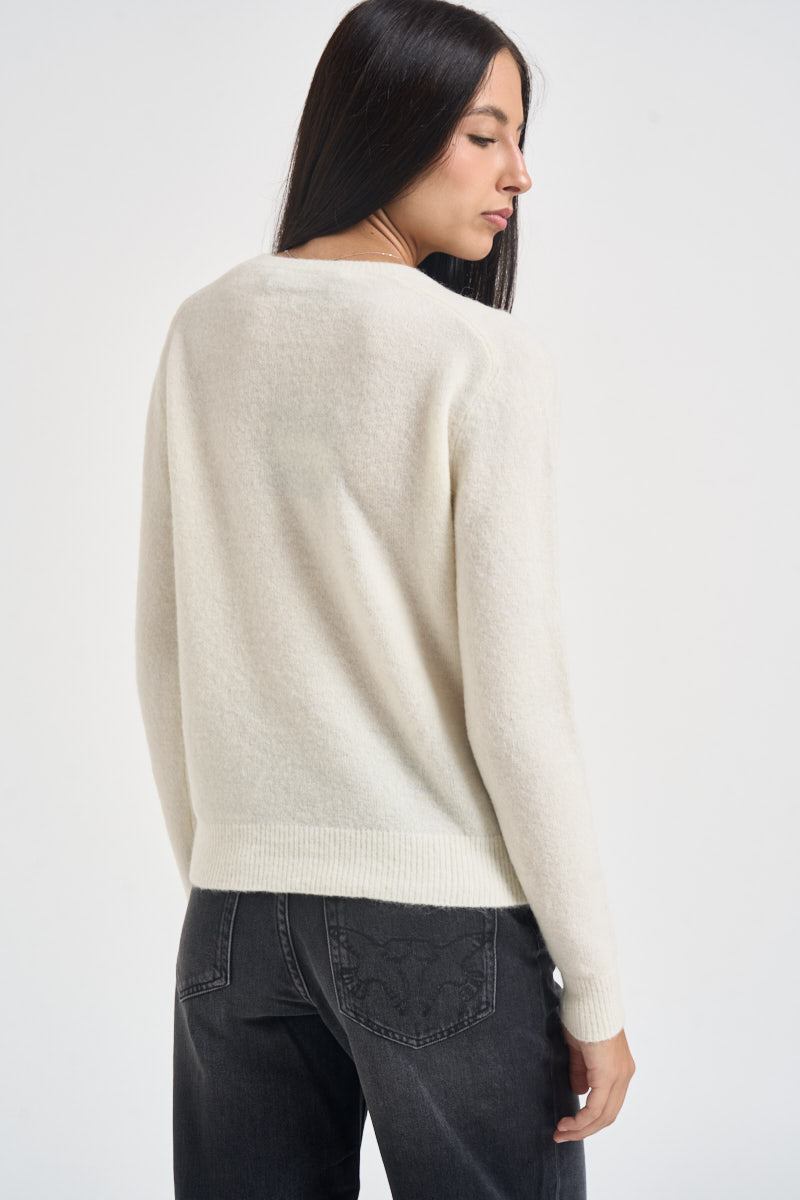Maglia donna girocollo panna SI5NT038 1004 KAOS 