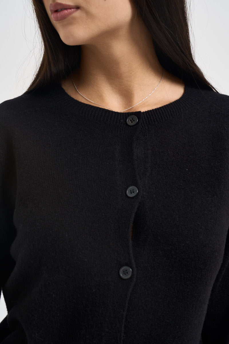 Cardigan donna girocollo con bottoni nero SIKT039 0001 KAOS 