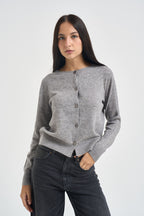 Cardigan donna girocollo con bottoni grigio SIKT039 0M07 KAOS 