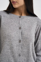 Cardigan donna girocollo con bottoni grigio SIKT039 0M07 KAOS 