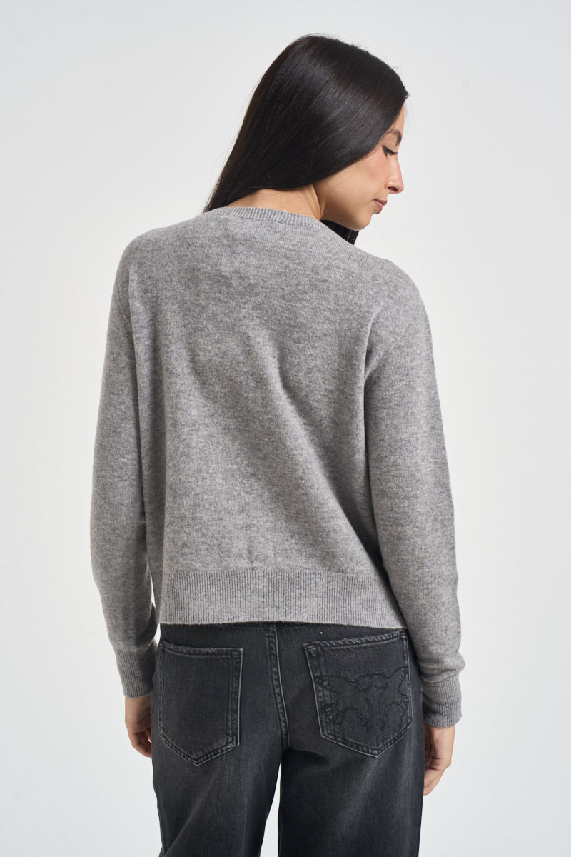 Cardigan donna girocollo con bottoni grigio SIKT039 0M07 KAOS 