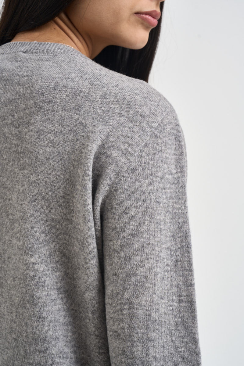 Cardigan donna girocollo con bottoni grigio SIKT039 0M07 KAOS 
