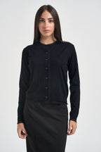 Cardigan donna girocollo in tulle nero SINT007 0001 KAOS 