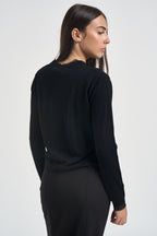 Cardigan donna girocollo in tulle nero SINT007 0001 KAOS 