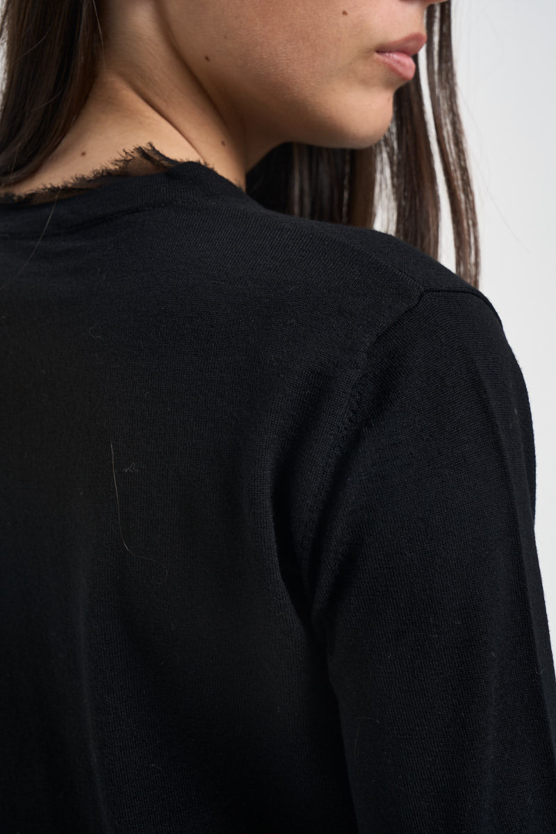 Cardigan donna girocollo in tulle nero SINT007 0001 KAOS 