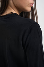 Cardigan donna girocollo in tulle nero SINT007 0001 KAOS 