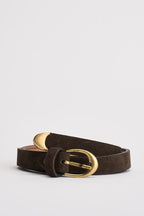 Cintura donna con fibbia dorata in suede moro KXCI3567 MORO KIKISIX 