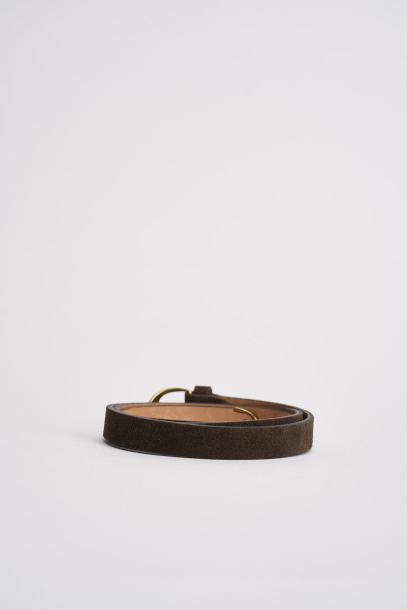 Cintura donna con fibbia dorata in suede moro KXCI3567 MORO KIKISIX 