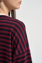 Maglia donna a righe bordeaux e blu navy KXMA3596 BLU KIKISIX 