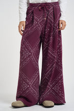 Pantaloni donna a gamba ampia vino KXPA3668 VINO KIKISIX 