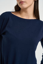 Maglia donna con spacchetti laterali blu 3M1700 BLU KONTATTO 
